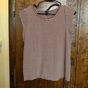 J.Crew Striped Sleeveless Tee in Red and White, Size M